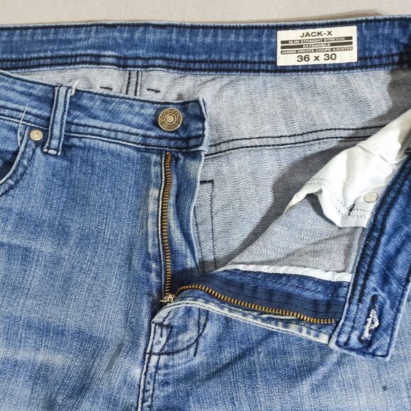 Buffalo Jeans men's size 36X30 hard washed blue Jack-X slim straight stretch - Picture 8 of 14